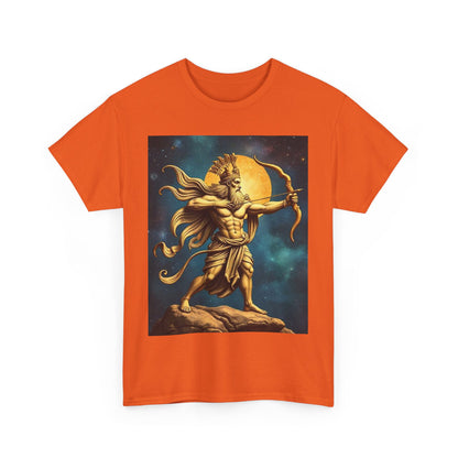 Unisex Heavy Cotton T-Shirt, Midnight Arrow v1, Sagittarius Zodiac Design