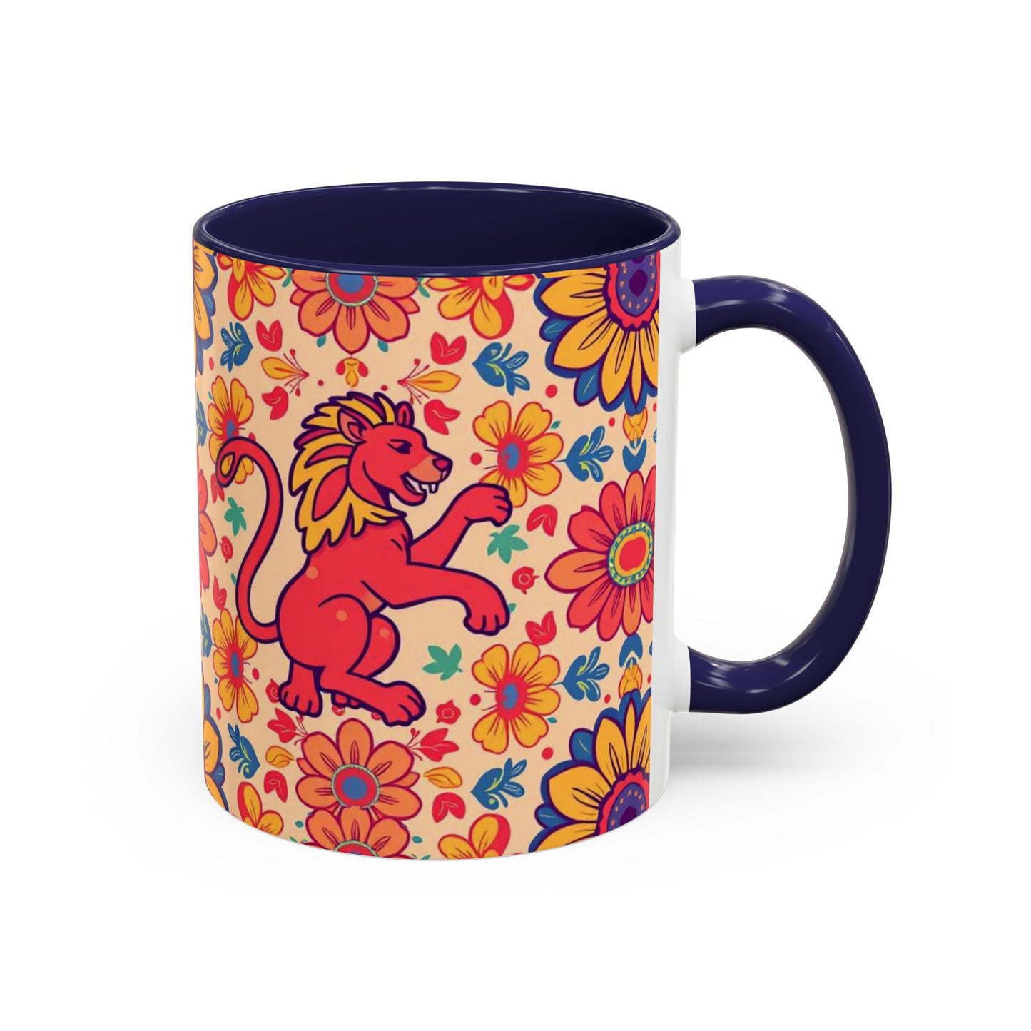 Accent Coffee Mug, Leo, Zodiac, Flower Pattern, (11, 15oz)