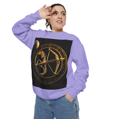 Garment-Dyed Sweatshirt, Unisex, Space Symbol Design, Sagittarius