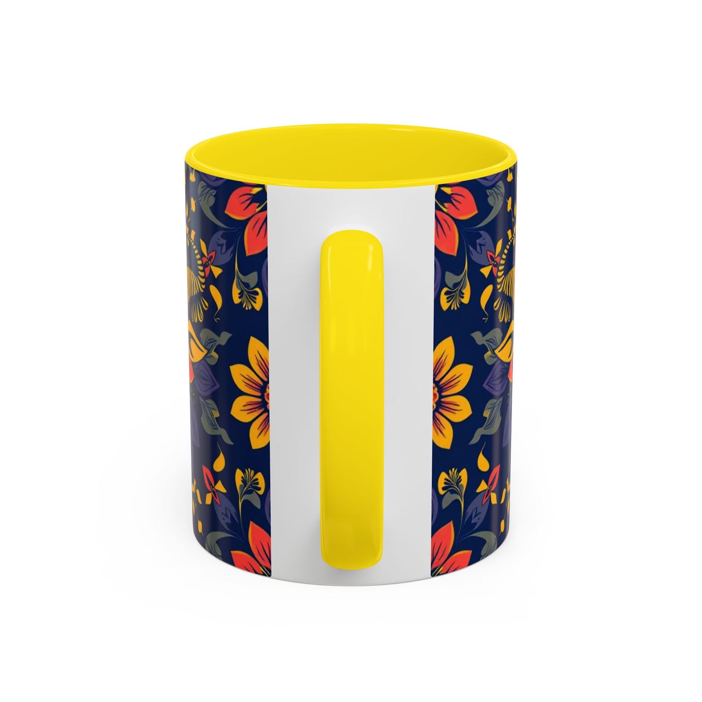 Accent Coffee Mug, Taurus, Zodiac v1. Flower Pattern, (11, 15oz)