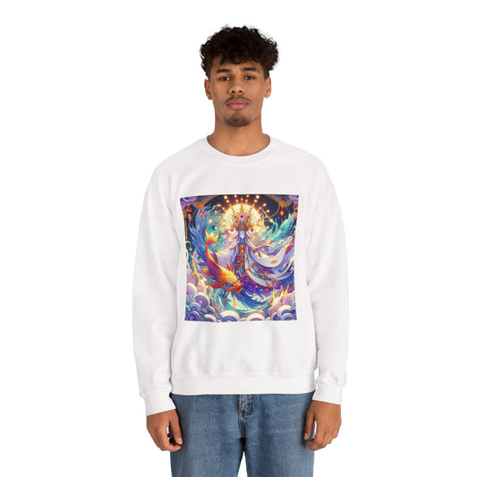 Unisex Heavy Blend™ Crewneck Sweatshirt, Anime Pisces King, Zodiac Design