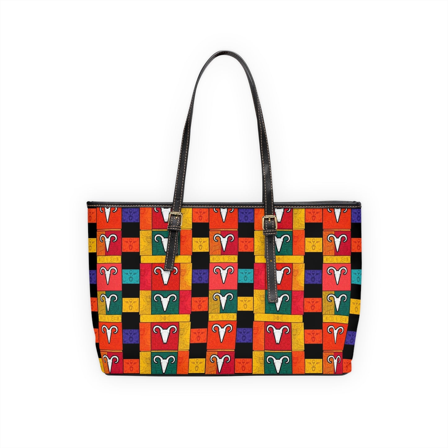 Leather Shoulder Bag, Aries, Zodiac v1, Shapes Pattern