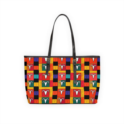 Leather Shoulder Bag, Aries, Zodiac v1, Shapes Pattern
