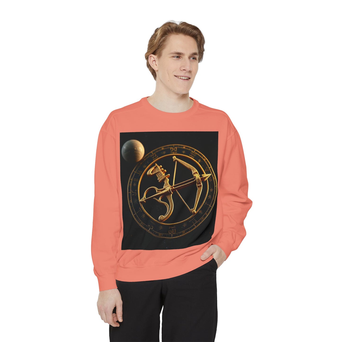 Garment-Dyed Sweatshirt, Unisex, Space Symbol Design, Sagittarius