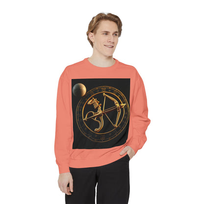 Garment-Dyed Sweatshirt, Unisex, Space Symbol Design, Sagittarius