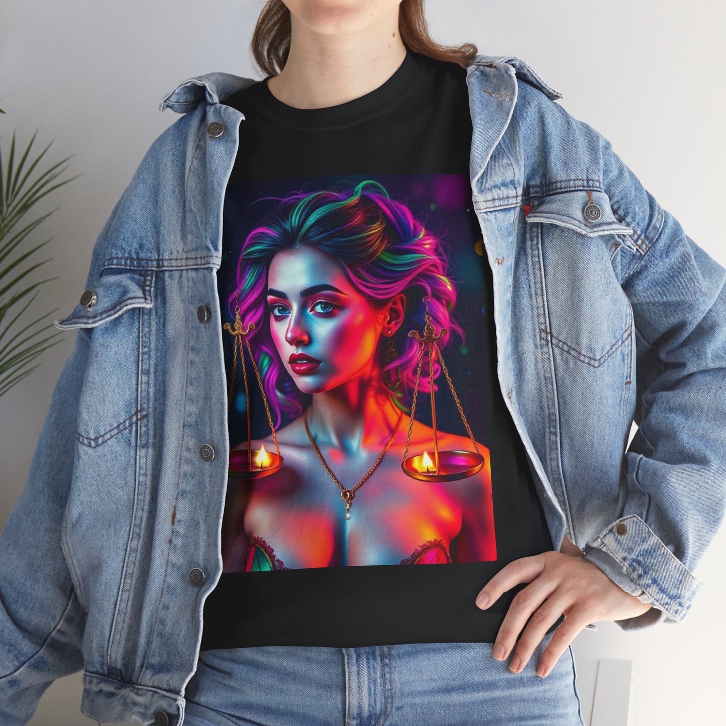 Unisex Heavy Cotton T-Shirt, Libra, Zodiac v3, Sexy Art