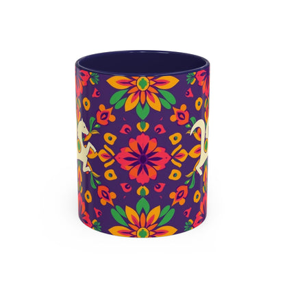 Accent Coffee Mug, Aquarius, Zodiac v2, Flower Pattern, (11, 15oz)