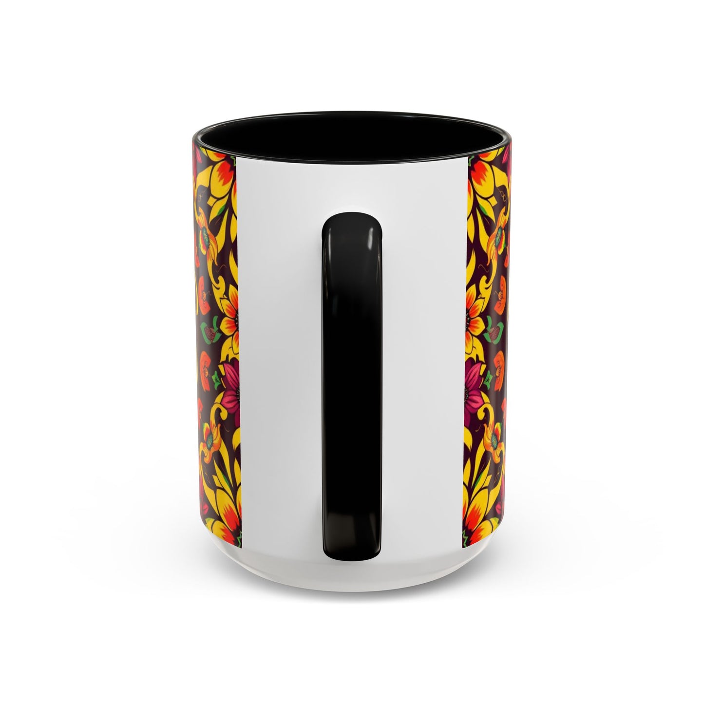 Accent Coffee Mug, Virgo, Zodiac v1. Flower Pattern, (11, 15oz)