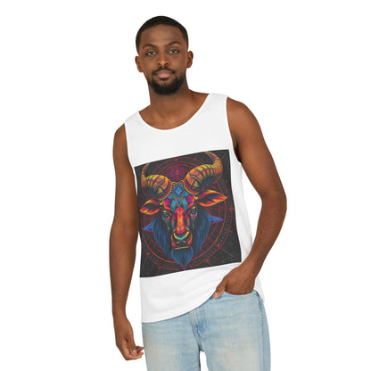 Unisex Garment-Dyed, Tank Top, Taurus Design, Pop Art v1, 100% US cotton