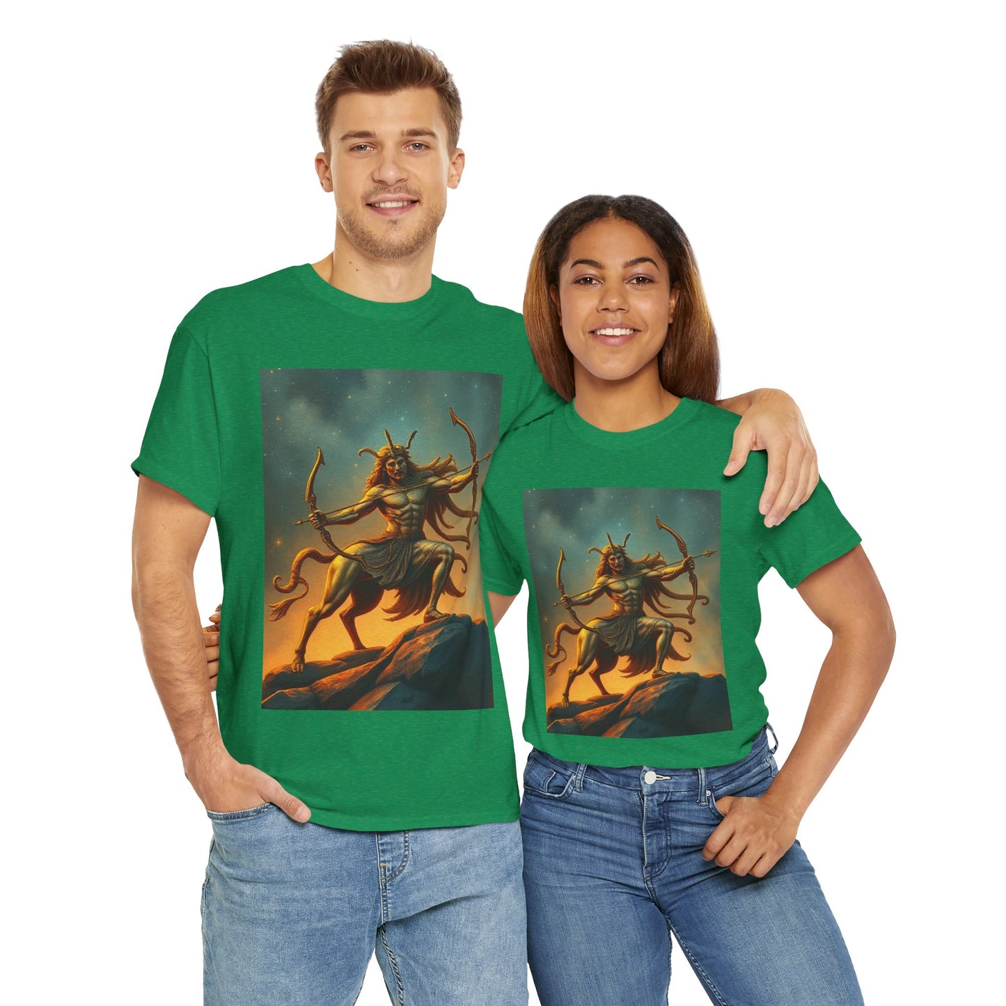 Unisex Heavy Cotton T-Shirt, Arrow Centaur v1, Sagittarius Zodiac Design