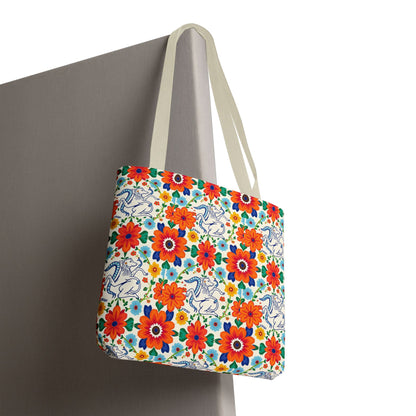 Tote Bag, (AOP), Virgo, Zodiac v1, Flower Pattern