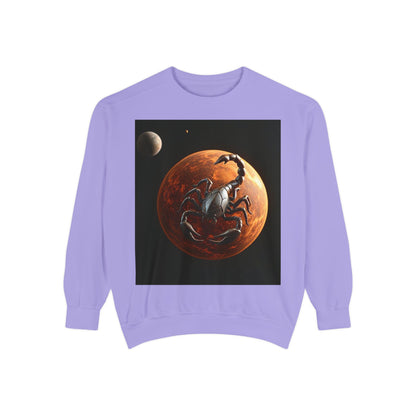 Garment-Dyed Sweatshirt, Unisex, Space Animal Design, Scorpio