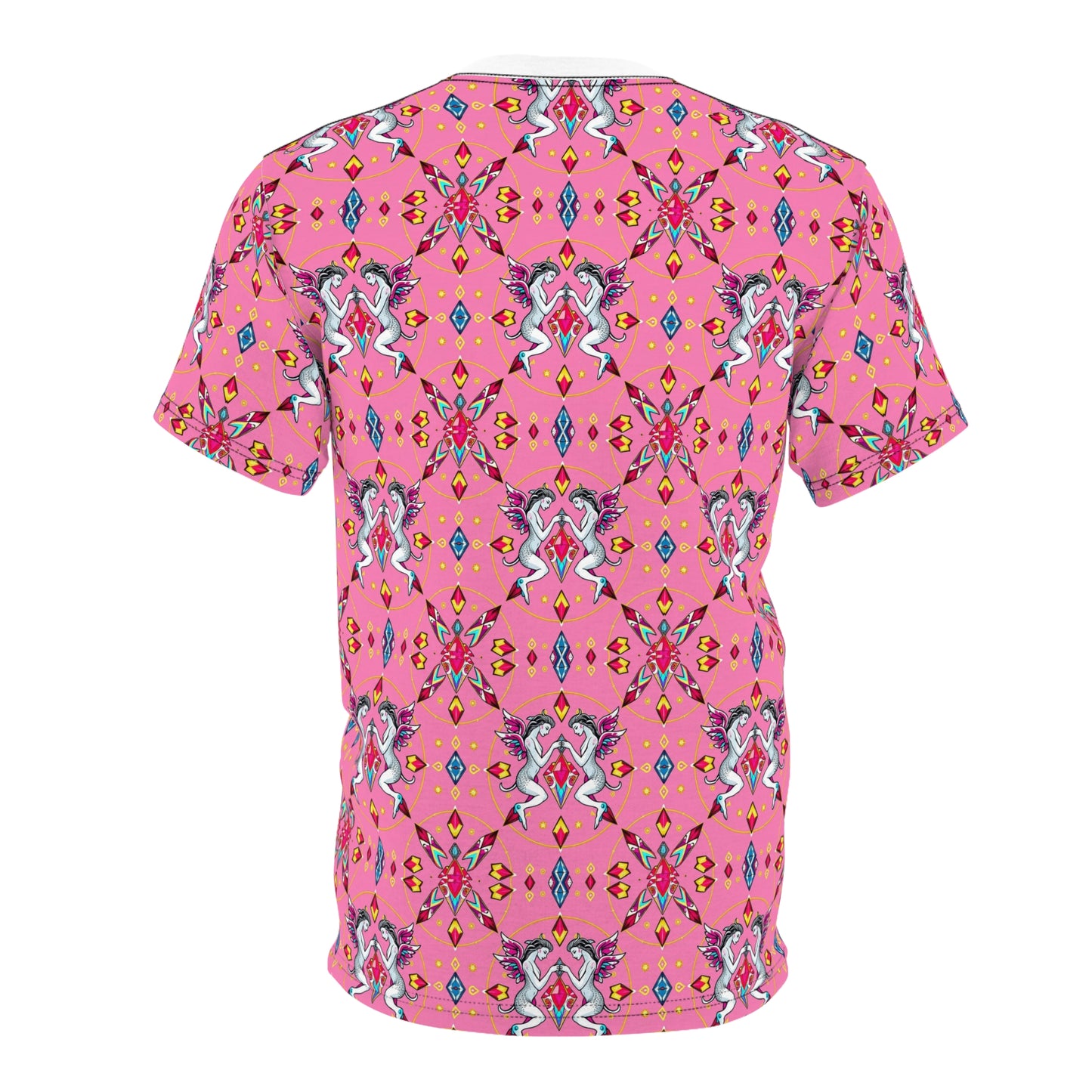 Unisex Cut & Sew T-Shirt, (AOP), Gemini, Zodiac, Jewels Pattern