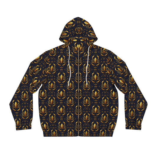 Full-Zip Hoodie (AOP), Scorpio, Zodiac v4, Pattern
