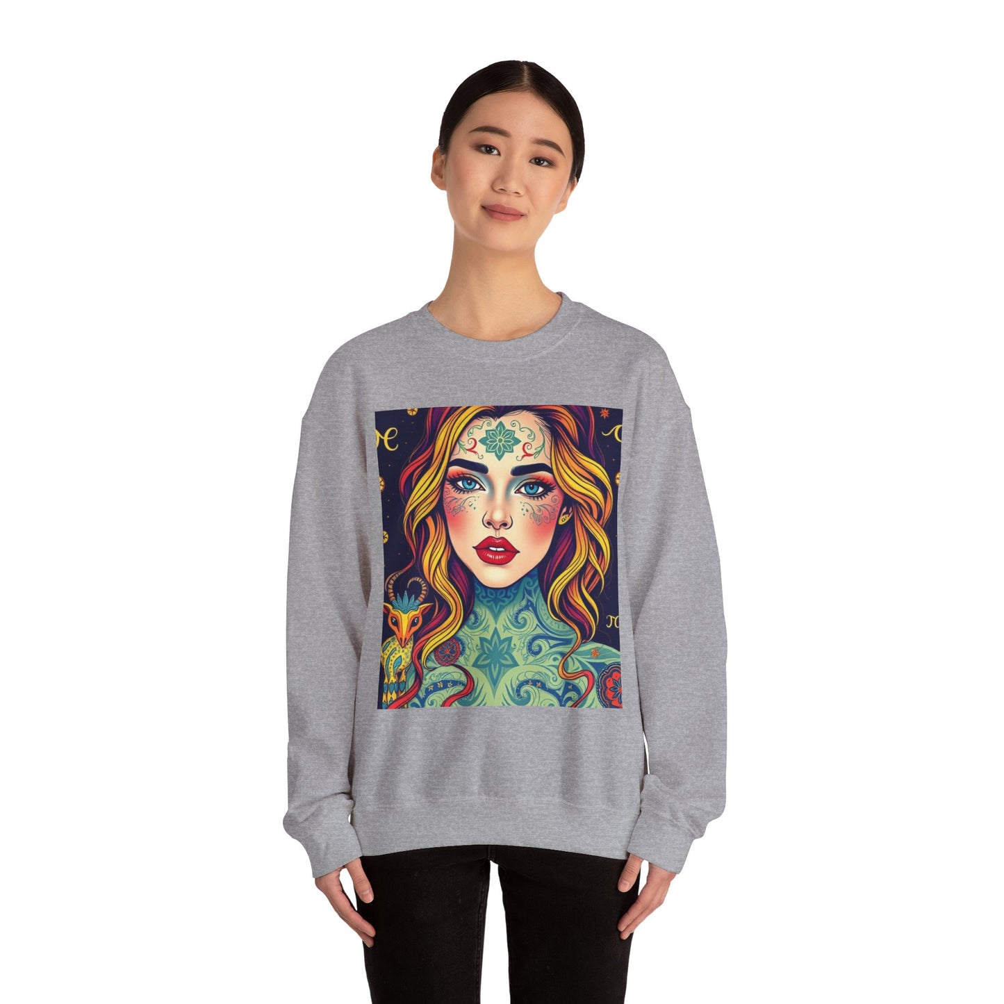 Unisex Heavy Blend™ Crewneck Sweatshirt, Aquarius, Zodiac, Sexy Pattern