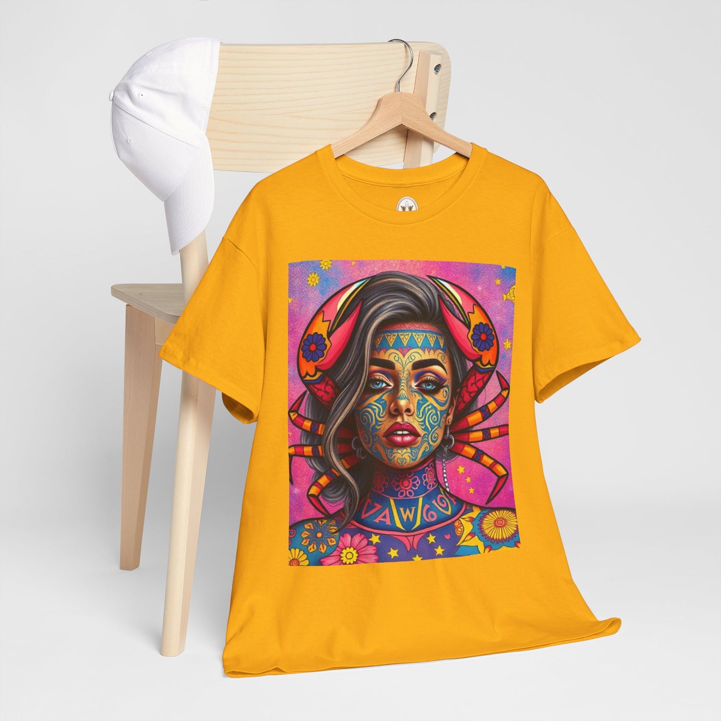Unisex Heavy Cotton T-Shirt, Cancer, Zodiac v3, Sexy Art