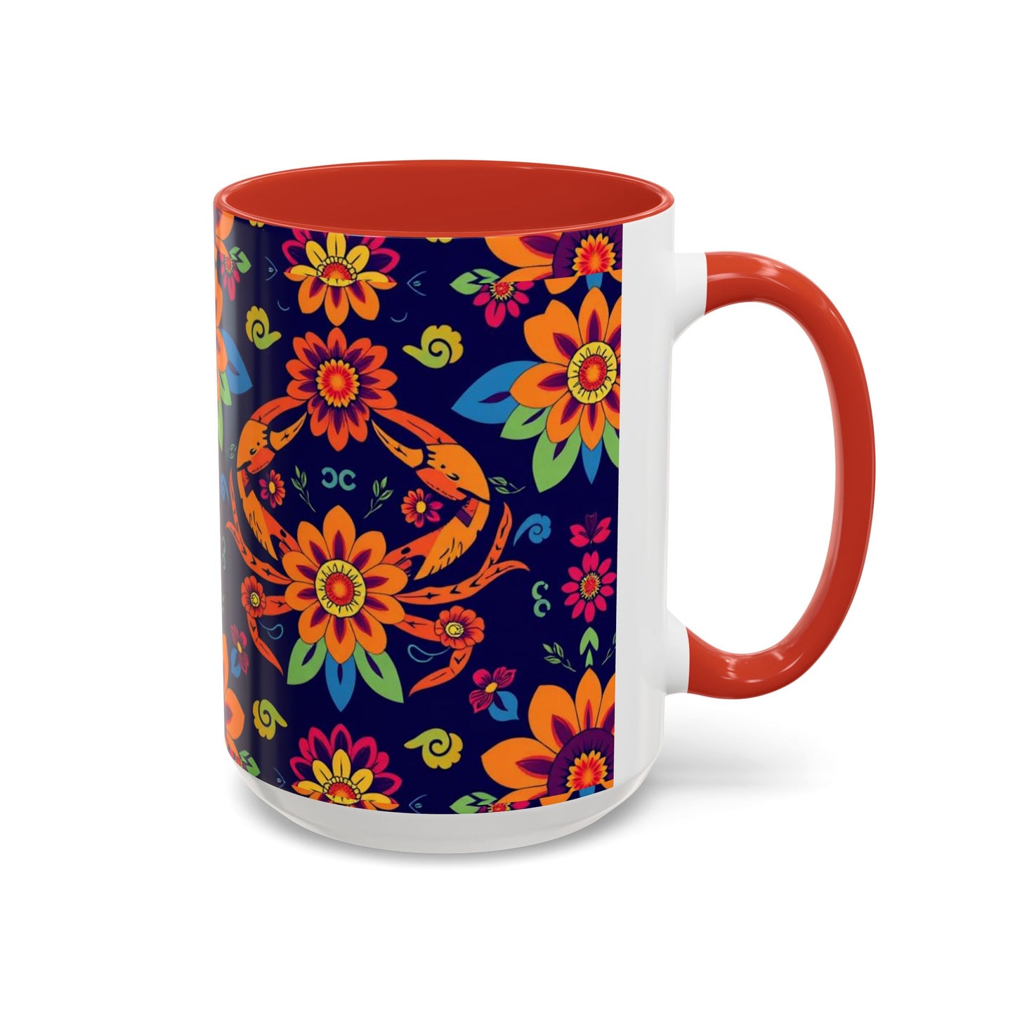 Accent Coffee Mug, Cancer, Zodiac, Flower Pattern, (11, 15oz)