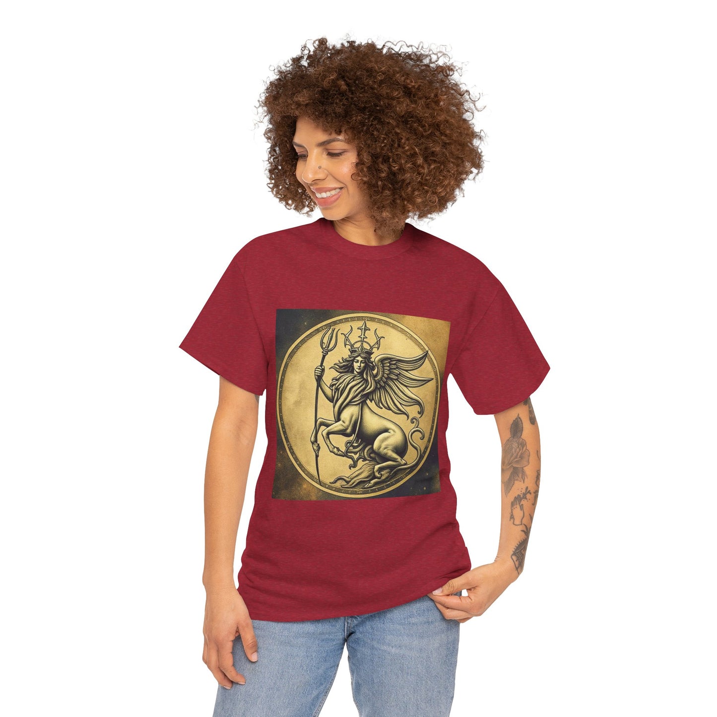 Unisex Heavy Cotton T-Shirt, Angel Animal, Virgo Zodiac Design
