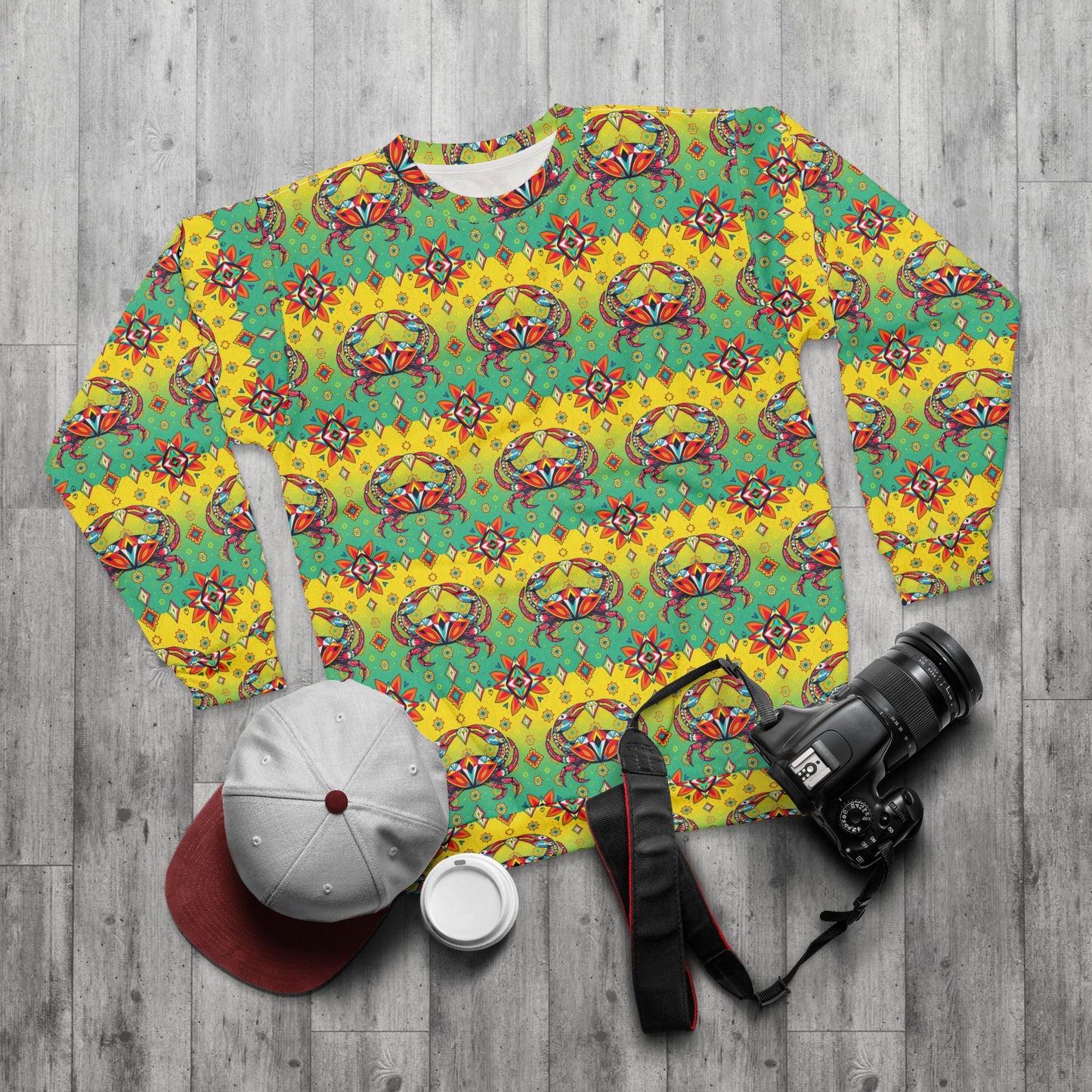 Unisex Sweatshirt (AOP), Cancer, Zodiac v1, Jewel Pattern