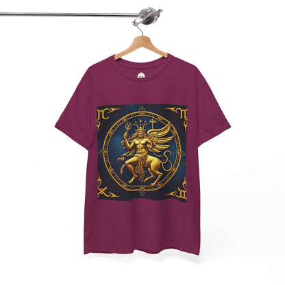 Unisex Heavy Cotton T-Shirt, Gold Angel, Symbol, Virgo Zodiac Design