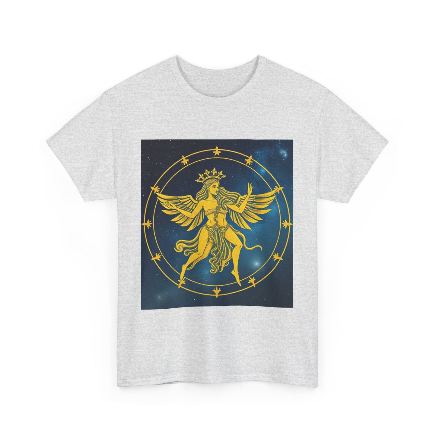 Unisex Heavy Cotton T-Shirt, Twin Angel v3, Gemini Zodiac Design