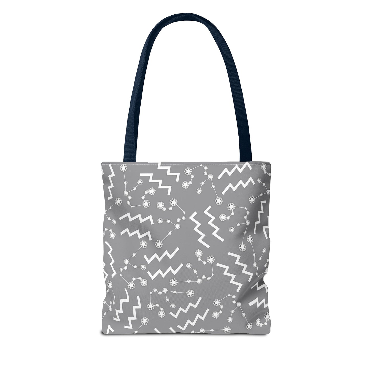 Tote Bag, Aquarius Zodiac Sign, AOP, (Grey, White)