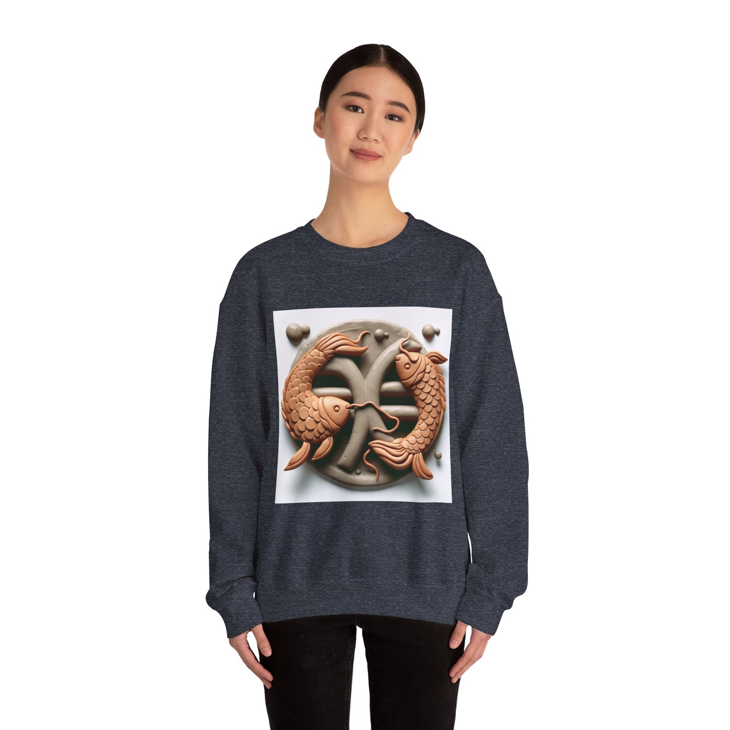 Unisex Heavy Blend™ Crewneck Sweatshirt,Two Fishes  Pisces Zodiac Design