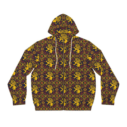 Full-Zip Hoodie (AOP), Leo, Zodiac v4, Pattern