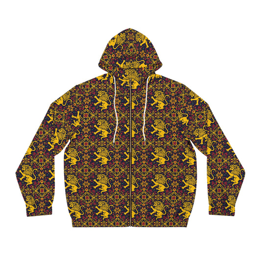 Full-Zip Hoodie (AOP), Leo, Zodiac v4, Pattern