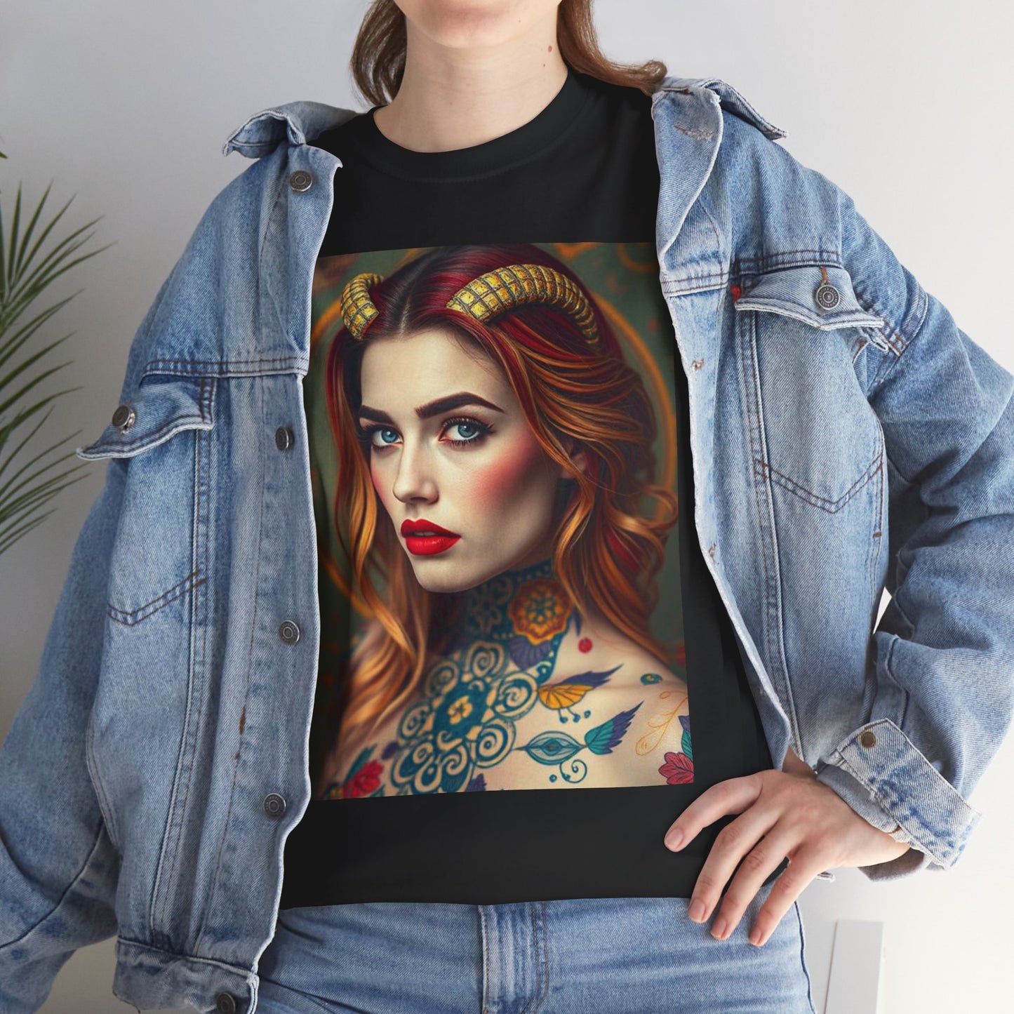 Unisex Heavy Cotton T-Shirt, Capricorn, Zodiac v3, Sexy Art