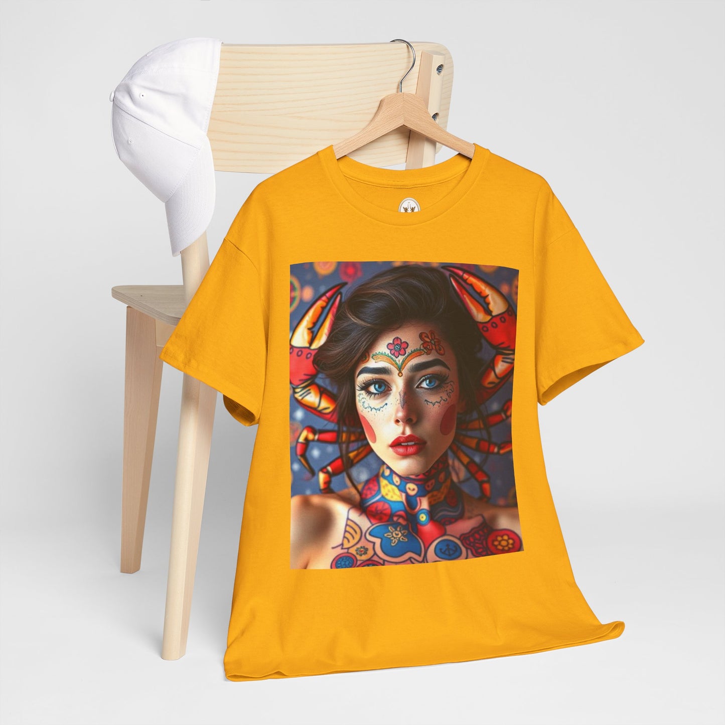 Unisex Heavy Cotton T-Shirt, Cancer, Zodiac v1, Sexy Art