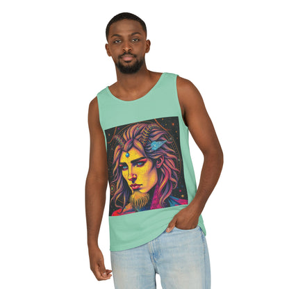 Unisex Garment-Dyed, Tank Top, Aquarius Design, Pop Art v1, 100% Ringspun US cotton