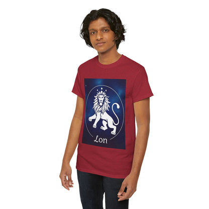 Unisex Heavy Cotton T-Shirt, Space Lion v1, Leo Zodiac Design