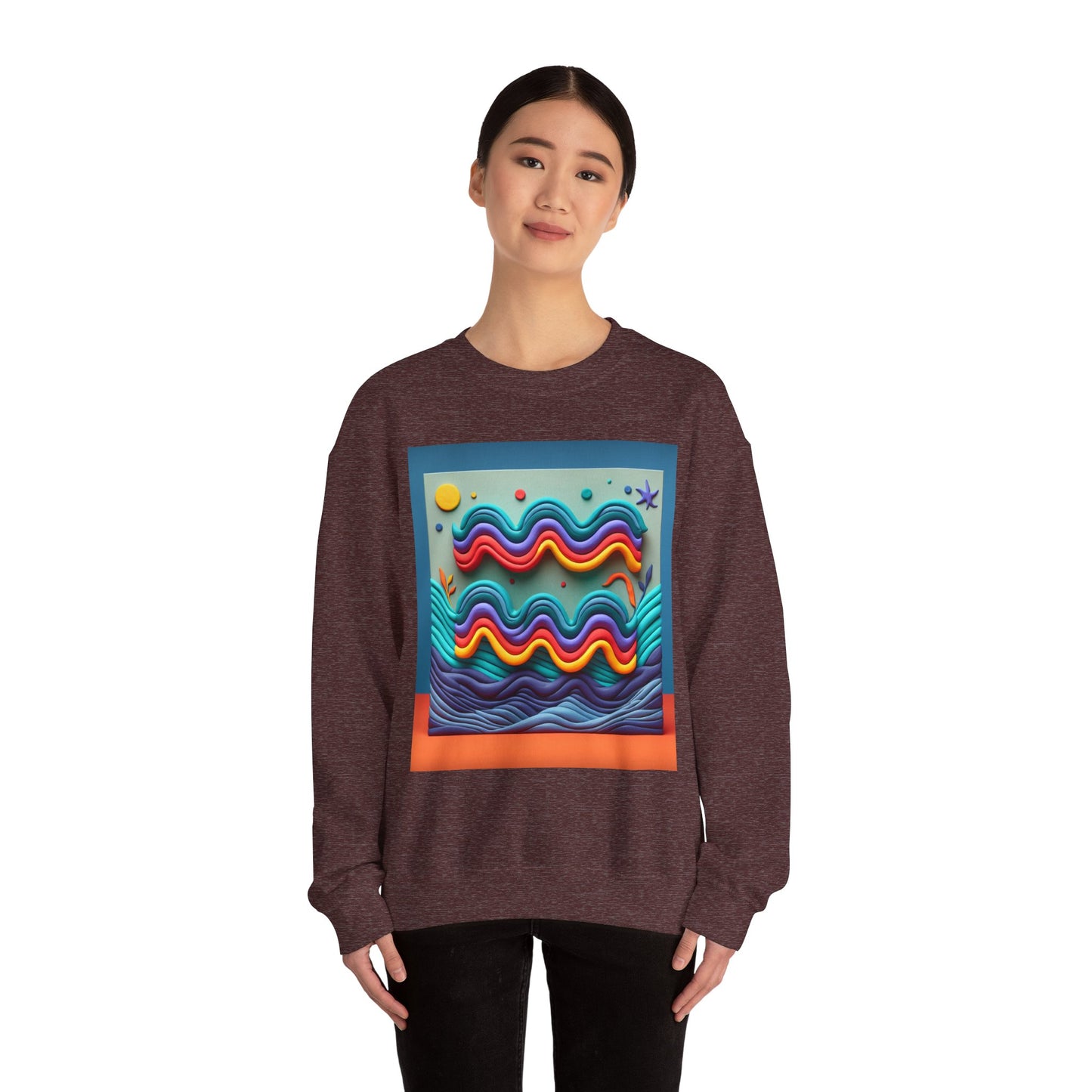 Unisex Heavy Blend™ Crewneck Sweatshirt, Water Painting, Aquarius Zodiac Design