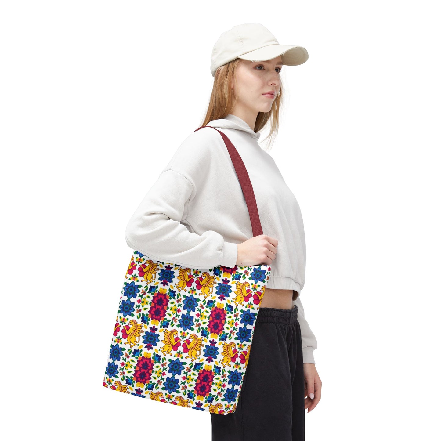 Tote Bag (AOP), Gemini, Zodiac, Flower Pattern