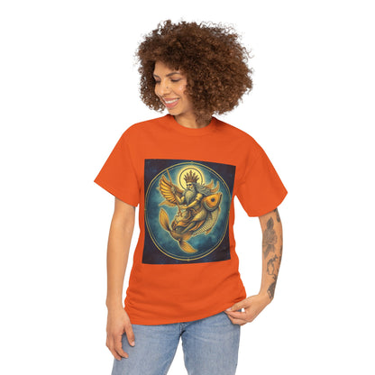 Unisex Heavy Cotton T-Shirt, Pisces King v1, Zodiac Design