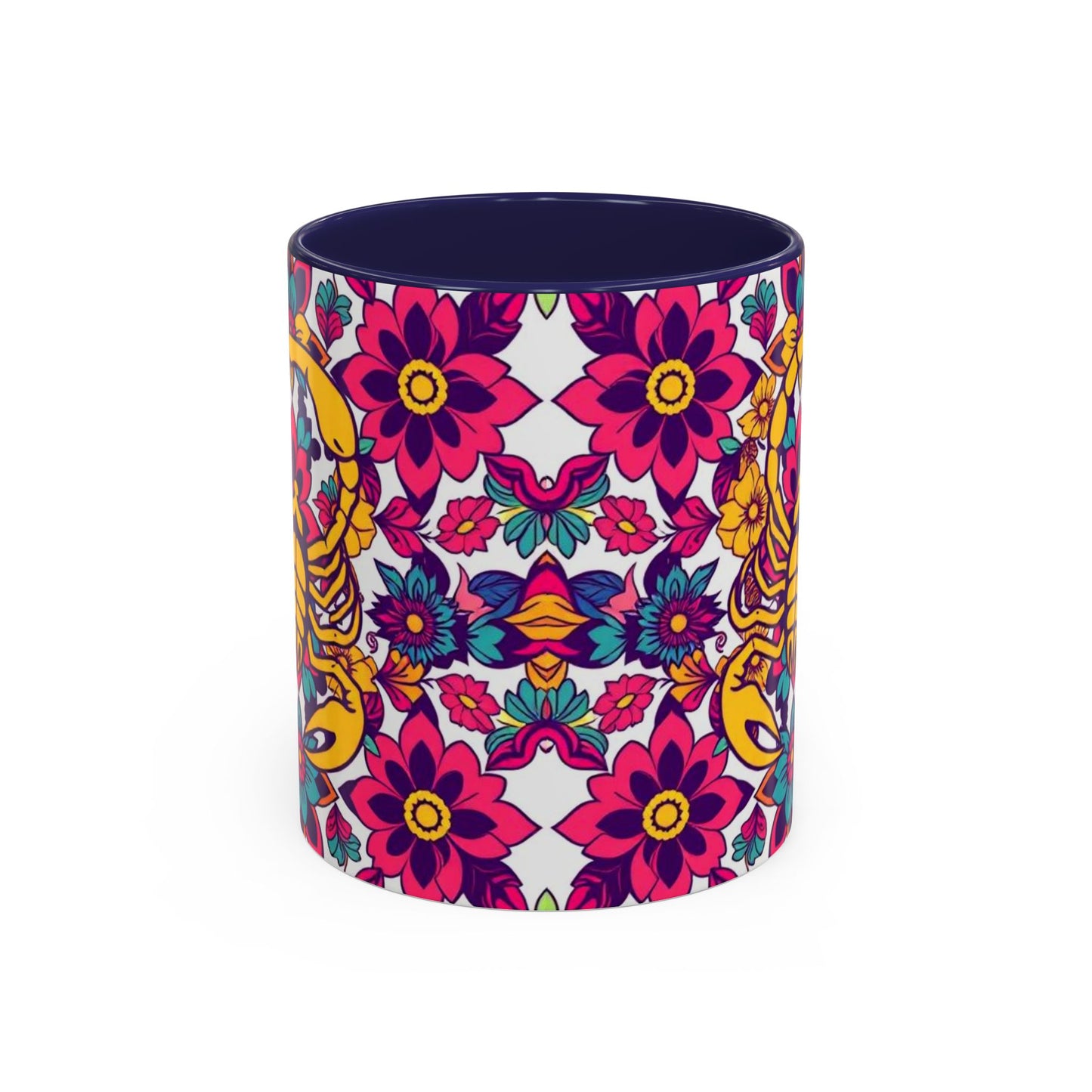 Accent Coffee Mug, Scorpio, Zodiac v2. Flower Pattern, (11, 15oz)
