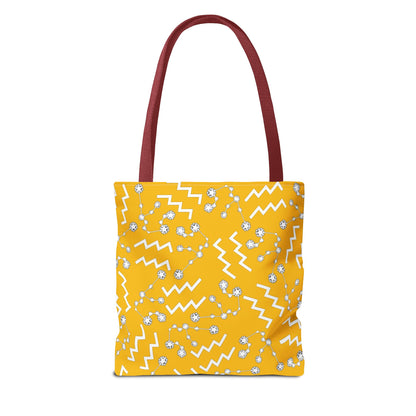Tote Bag, Aquarius Zodiac Sign, AOP, (Yellow, White)