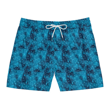 Men's Mid-Length Swim Shorts, (AOP), Aquarius, Zodiac, Bubble Pattern