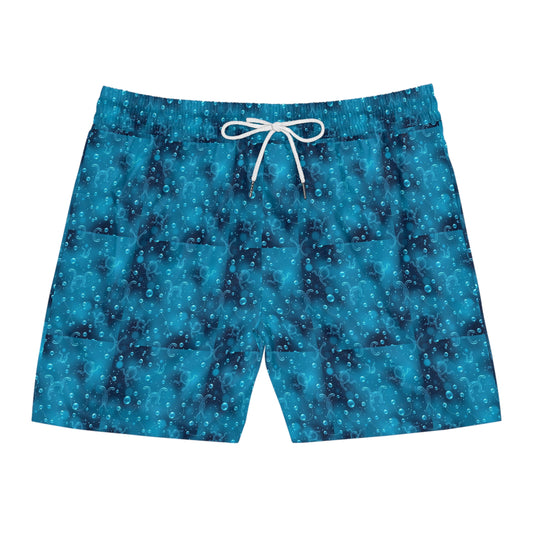 Men's Mid-Length Swim Shorts, (AOP), Aquarius, Zodiac, Bubble Pattern