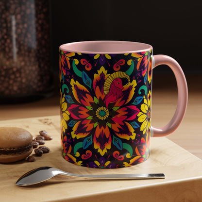 Accent Coffee Mug, Capricorn, Zodiac v4, Flower Pattern, (11, 15oz)