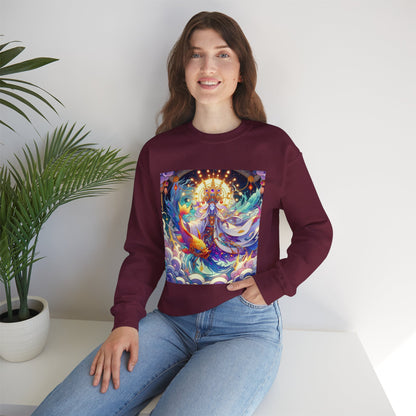 Unisex Heavy Blend™ Crewneck Sweatshirt, Anime Pisces King, Zodiac Design