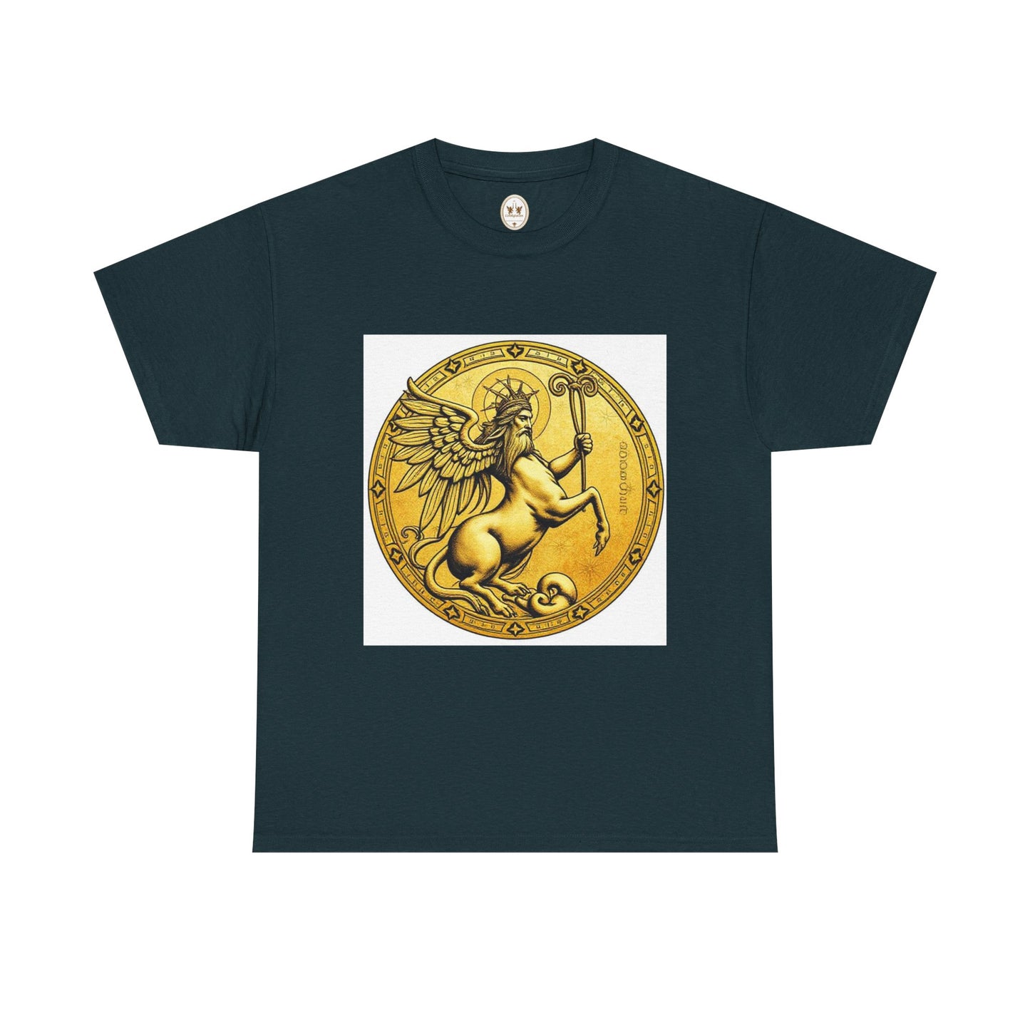 Unisex Heavy Cotton T-Shirt, Golden Angel Coin, Virgo Zodiac Design