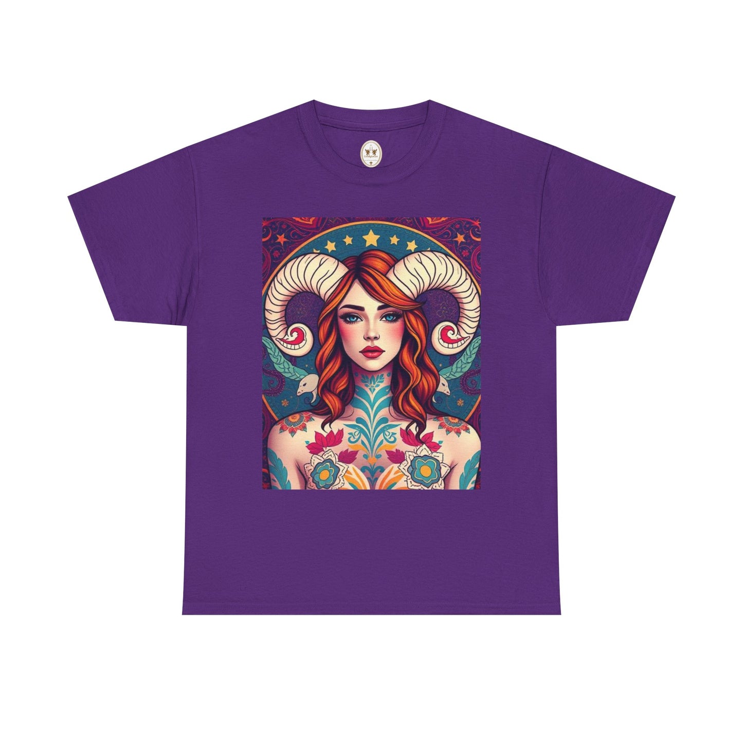 Unisex Heavy Cotton T-Shirt, Aries, Zodiac v1, Sexy Art