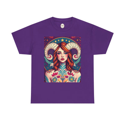 Unisex Heavy Cotton T-Shirt, Aries, Zodiac v1, Sexy Art