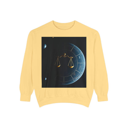 Garment-Dyed Sweatshirt, Unisex, Space Animal Design v1, Libra