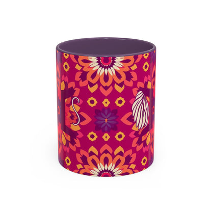 Accent Coffee Mug, Gemini, Zodiac v1, Flower Pattern, (11, 15oz)