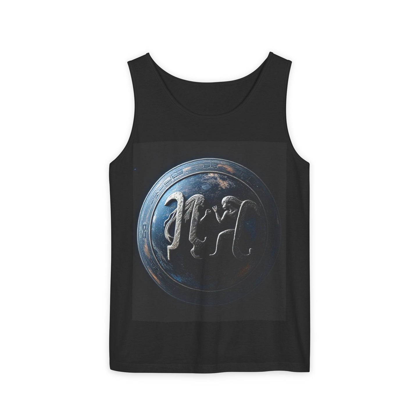 Unisex Garment-Dyed, Tank Top, Gemini Design, Space Symbol , 100% US cotton