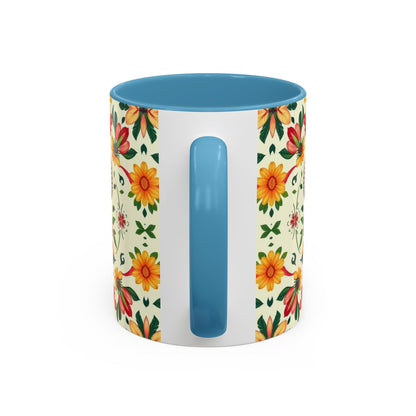 Accent Coffee Mug, Aries, Zodiac, Flower Pattern, (11, 15oz)