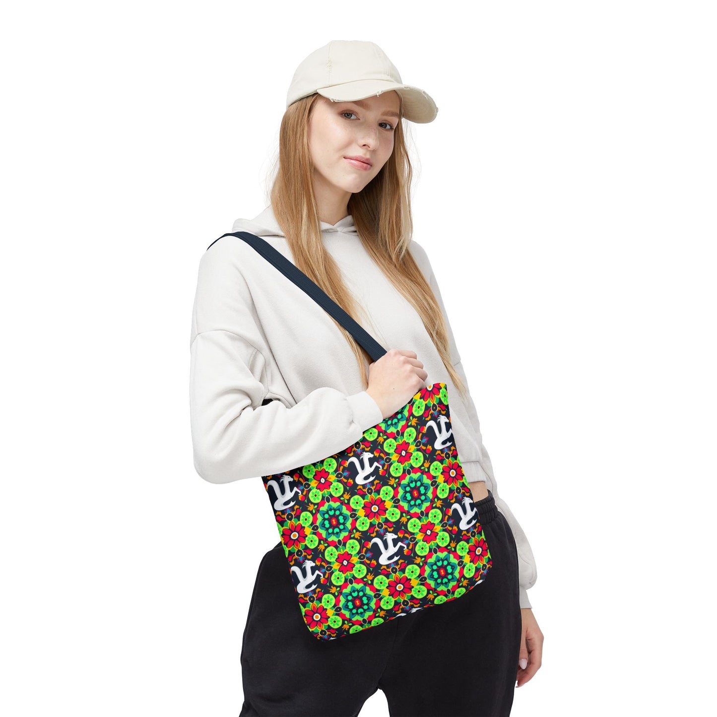 Tote Bag, (AOP), Aquarius, Zodiac v4, Flower Pattern